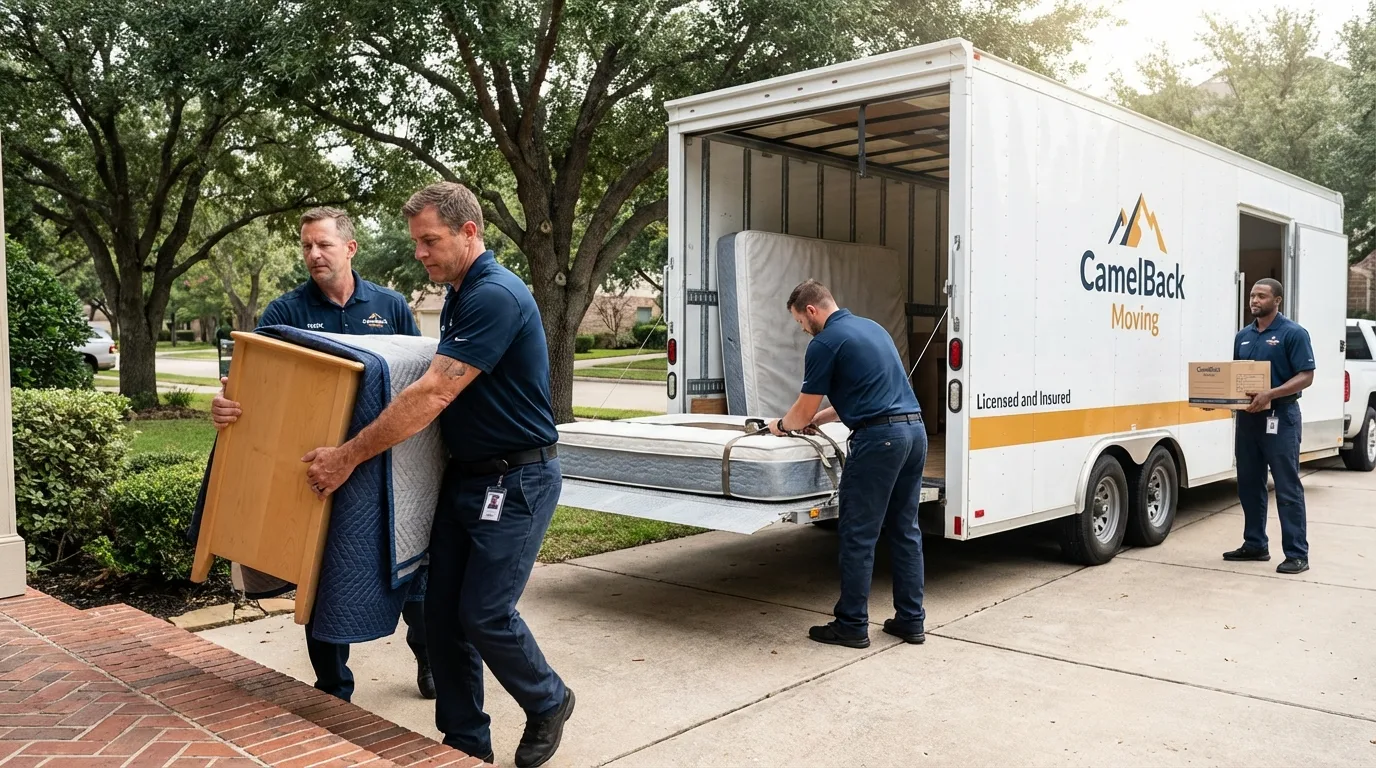 Crew loading residential truck for cross-state move from Boyne City, MI